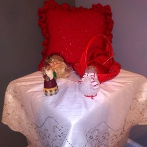Red Ruffle Pillow